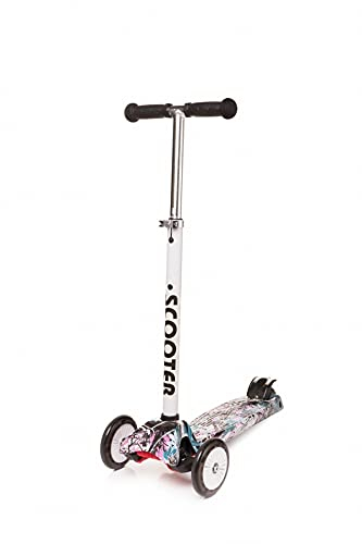 Kinder Scooter mit 3 LED Rädern Kinderroller Dreiradscooter 4BABY Scooter (Weiß)