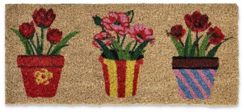 Casatessile Zerbino Mini in Cocco cm 23X53 Duplo Tappetino per Scalino Ingresso, Antiscivolo - Dis. VASI