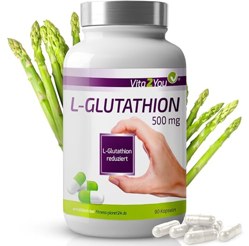 Vita2You L-Glutathion Kapseln 500mg - 90 Kapseln - reduziert und bioaktiv - ohne Zusätze - hochdosiert - Premium Qualität