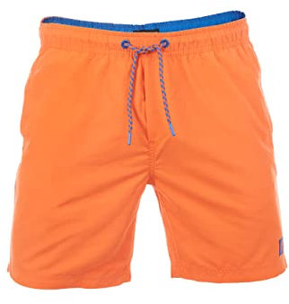 riverso Badehose Herren lang Badeshorts RIVDavid Regular Fit Schwimmhose Elastischer Bund Orange XXL (XXL, Shiny Orange)