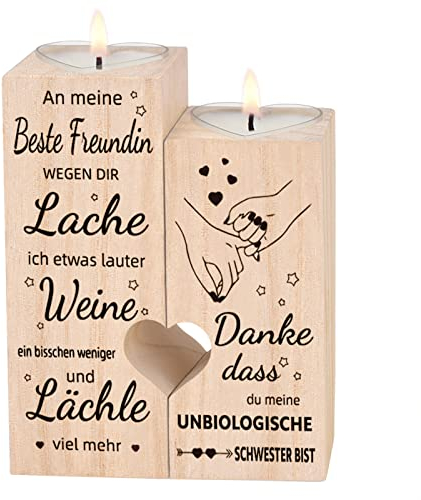 Kerzenhalter Doppelseitiger Druck - Beste Freundin,Geburtstagsgeschenk für Frauen,Personalisierte Kerzen,Freundschafts Geschenke,Geschenkideen für Beste Freunde (B)