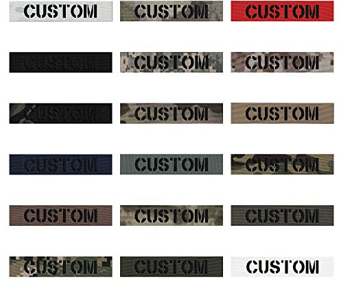 XINBAIQU Personalisierbarer Laser cut patch lasergeschnittener Namens-Patch IR IFF Infrarot-Reflexion 12,5 x 2,5 cm für Funkrufzeichen, Namensbänder, Haken und Schlaufe, weiß, grau, schwarze