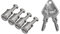 Serrures de Galerie de Toit OMAC pour Menabo Tiger/Delta/Avia/Professionnal - Serrures de galerie de Toit avec clé - 4 serrures et 2 clés en Acier - Argent