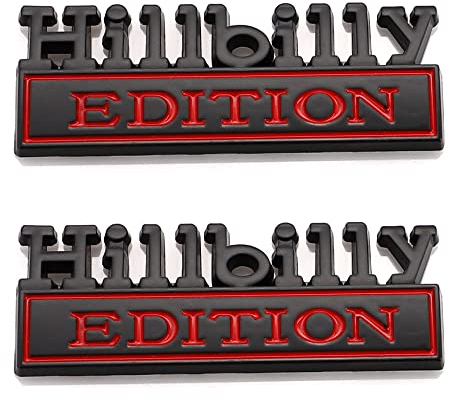 Hillbilly Edition Emblem-Stick für Auto, LKW, SUV, Motorrad, Kofferraum, Kühlschrank, Generalität (Schwarz/Rot), 2 Stück