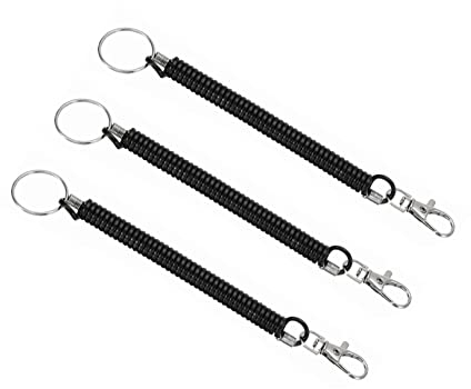 3Pcs Stretchy Spiral Keyring,Plastic Keychain Spring Key Holder Extending Spiral Retractable Coil Key Chain Theftproof Anti-Lost Stretch Cord Safety Key Ring with Metal for Key,Wallet,Cellphone