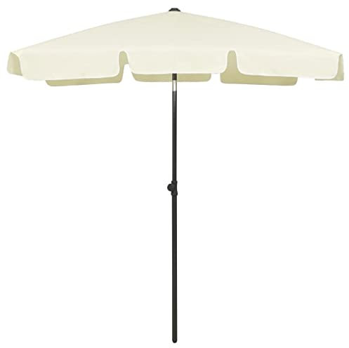 FIRBNUS Parasol d'extérieur Jaune Sable 180x120 cm Polyester Parasol de Plage Inclinable Parasol de Jardin Monté Support Existant ou Milieu des Tables Parasol de Patio Anti-décoloration