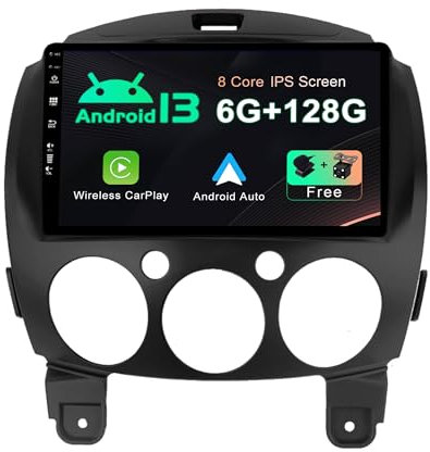 SXAUTO - 6G+128G - Android 14 IPS Car Stereo For Mazda 2 (2007-2012) - Wireless CarPlay/Android Auto - LED Camera + MIC - 9 Inch 2 Din - DAB Steering Wheel Fast-boot 360-CAM AHD WIFI