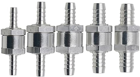 Kraftstoff Rückschlagventil 5 Stück Aluminium Einweg Rückschlagventil für Auto Vergaser Niederdrucksystem Rückschlagventil Kraftstoffleitung Einwegventil Wasser (4mm 6mm 8mm 10mm 12mm)