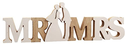 Lrtzizy Cartelli nel Legno Mr e Mrs per La Decorazione della Tavola di Nozze, Regalo di Nozze per La Tavola delle Feste Puntelli per Foto Decorazione per La Cena