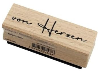 Artoz Stempel – Holzstempel – „Von Herzen“ – 60 x 20 mm – Motivstempel zum Kartenbasteln für Einladungen, Geburtstag, Grüße