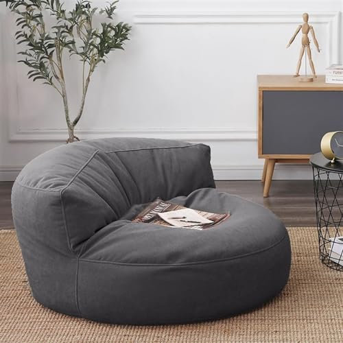SXBCyan Sitzsack-Stühle, Chenille-Samt-Sitzsack-Bezug, kein Füllstoff, Sitzsack-Bezug, Bodensitz-Sitzsack-Stuhl, bequemer, fauler Sofa-Stuhl for Schlafzimmer, Wohnzimmer, Garten(Carbon)
