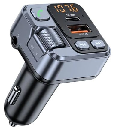 Bluetooth Car Adapter FM Transmitter Receivers, 42W PD 3.0 Cigarette Lighter USB C Car Charger Adapter, Handsfree Calls, Music Player USB Drive,Wireless FM Radio Car Kit Audio Adapter