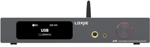 LOXJIE A40 HiFi-Audio-Leistungsverstärker, Kopfhörerverstärker, MA5332MS-Chip, NJW1194-Chip, MQA-Volldekodierung, unterstützt Übertragung DSD, XU-316, Bluetooth 5.1, mit Fernbedienung (grau)