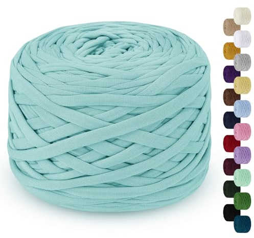 LEREATI Fettuccia per Borse a Uncinetto 285g/100m Cordino per Borse Uncinetto, Filato per Uncinetto, Cordoncino per Borse, Cestini, Tappeti, Fai da Te, Decorazioni, Artigianato (Blu Chiaro)