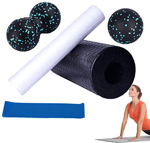 CENMOO Yoga-Säulen-Set - Yoga-Säulenrollen-Set | Tragbare Säule, Yoga-Blöcke und Gurt im 5er-Pack, Yoga-Zubehör für Männer und Frauen, Heimgymnastikübungen