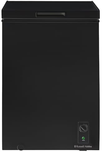 Russell Hobbs Black Chest Freezer 99L Freestanding with Adjustable Thermostat & Feet, Chill or Freeze Function, 4 Star Freezer Rating & Suitable for Outbuildings & Garages RH99CF0E1B