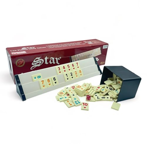 vienberg Okey takimi | Rummikub Set Rummy Set aus Kunststoff & Holzoptik | Hochwertig | Brettspiele, Plastik Okey (Deluxe Kunststoff)