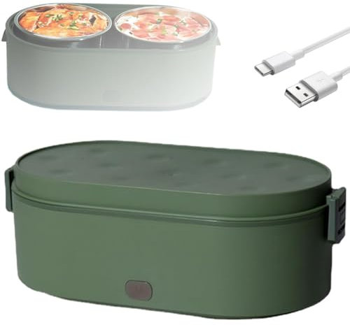 Electric Heated Lunch Box, Car Electric Heating Lunch Box, Heated Lunch Boxes for Adults, Portable Food Warmer Lunch Box with 2 Container Heated Lunch Box, for Car Office Travel School Use