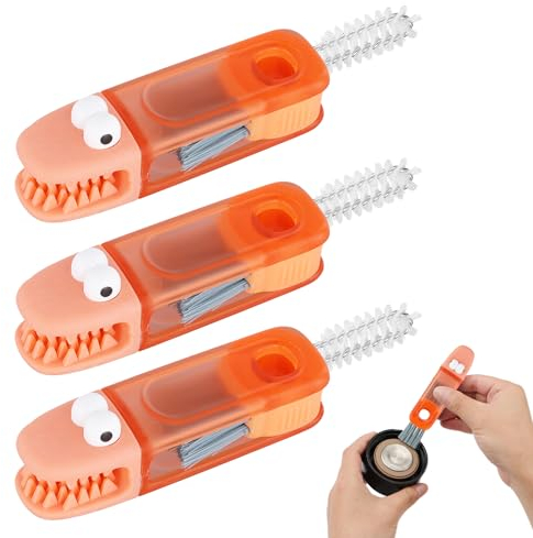 3pcs 4 in 1 Bottle Cleaning Brush Set, Multipurpose Cup Lid Gap Cleaner Brush Bottle Lid Crevice Cleaning Detail Brush Tools for Home Kitchen Water Bottle Tight Spaces (Red)