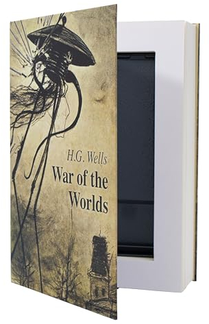 getDigital War of the Worlds Coffre-fort en forme de livre - Cachette secrète en forme de livre pour objets de valeur, coffre-fort à livres, caisse à monnaie dissimulée, coffre-fort caché