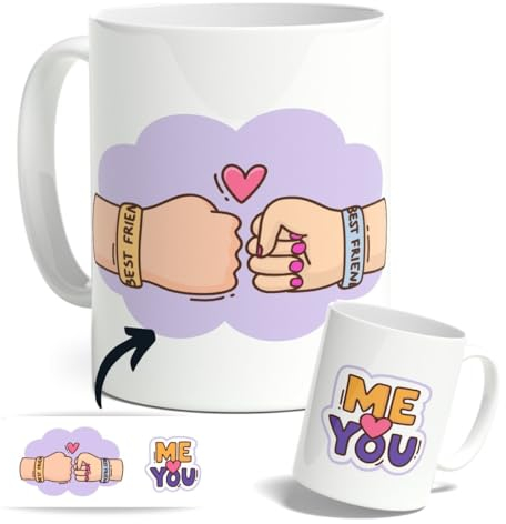 DEREGALOOS Taza con Frase Divertida para amigas. Tazas de café Originales para Regalar. Tazas para mejores amigas. Regalos originales para amigos. (Me and You)