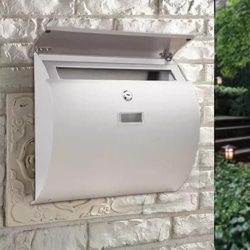 UPWONEC Wetterfestes Postbox Im Freien, Buchstabelle Aus Rostfreiem Stahl, Bogenförmige, Abschließbare Mail-Speicherbox, Doppelseitige Gebürstete Behandlung, Schallabsorbing-Pad-Design
