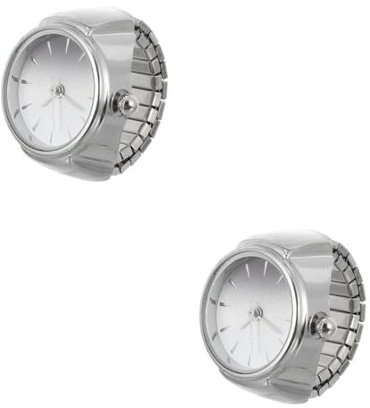 SAFIGLE 2 Stück Ringuhr Moderne Fingeruhr Boderry Uhren Für Herren Uhrenringe Für Damen Herrenmode Ringe Herren Mini Herrenuhren Ring Mit Uhr Punk Ringe Zinklegierung