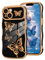 Urarssa for iPhone 14 Case, Womens Girls Cute Butterfly Pattern Curly Wave Frame Case, Shockproof Raised Lens Protection Soft Silicone TPU Bumper Luxury Plating Glossy Phone Cover, Black