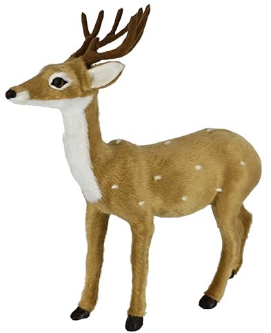 Flair Flower Tierfigur REH aus Kunstfell Realistisches Waldtier Statue Ornamente niedliches Pelz Plüschtier Wald-Pelztier Weihnachtsdeko Winterdeko, Rehbock