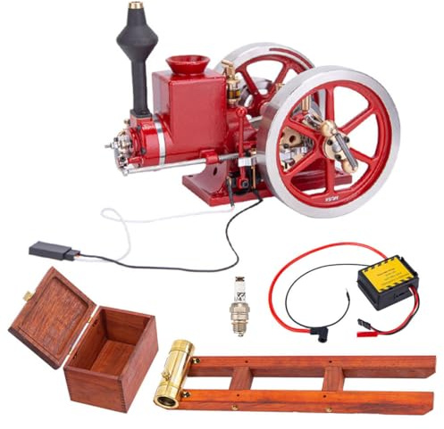 BuildCubes HM-01 Hit and Miss Motormodell Verbrennungsmotor Modellbau Viertaktmotor mit Zündungskit und Basis Set, Experimentier Lernspielzeug Geschenk für Erwachsene (KIT Version)
