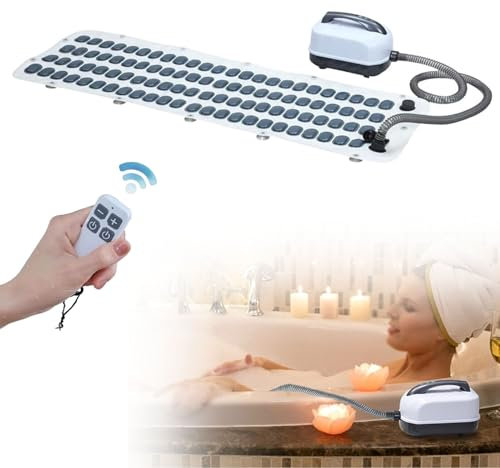 Home Spa Schaumbadematte – tragbares Spa mit 6-fach verstellbarer, wasserdichter und rutschfester Matte, Kissen und Fernbedienung, lindert Stress und sorgt für eine angenehme Massage