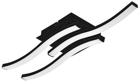 EGLO LED Deckenleuchte Cabezas-E, stabförmige Deckenlampe, Wohnzimmerlampe aus Metall und Kunststoff in schwarz weiß, Lampe Decke Wohnzimmer, warmweiß, 43,5 x 11 cm