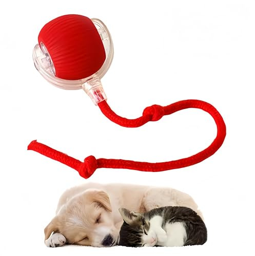 Umbrean Interaktives Katzenspielzeug mit Ball und Seil, Rot