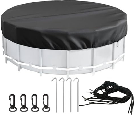 Runde Poolabdeckung 366 UV-Schutz Abdeckplane mit Kordelzug und Boden Na für wasserdichten und staubdichten Sommer Poolschutz