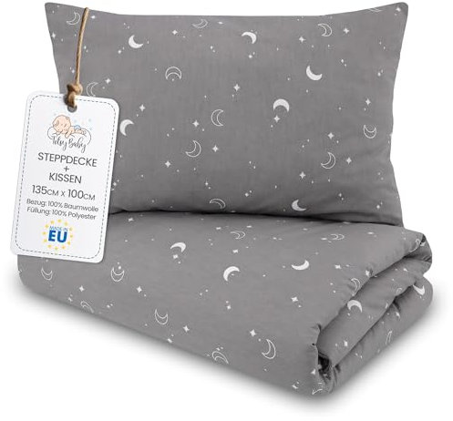 Kinder Bettdecke ohne Bezug 100x135 cm - Baumwolle Baby Decke und Kissen Set Kinderdecke 100 x 135 und Kopfkissen 60 x 40 - Bettdecken Kinderbettdecke Oeko-Tex Monde