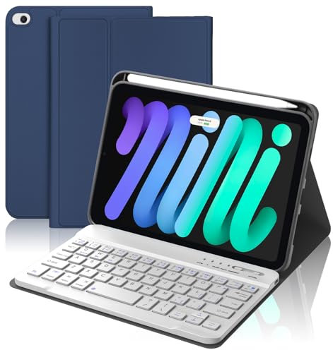 BORIYUAN iPad mini Keyboard Case, Detachable Wireless Bluetooth Keyboard Slim Folio Smart Cover for Apple iPad mini 5 2019/iPad Mini 1 2 3 4 - Dark Blue