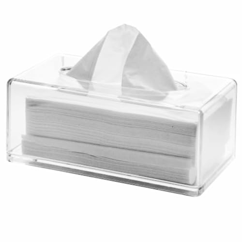 AWAOVV Transparente Acryl Taschentuchbox mit Deckel, Rechteck Taschentuchspender, Napkin Holder Tissue Box Tücherbox, Kosmetiktücherbox Serviettenhalter Box, Box für Esszimmer, 22x12x9cm