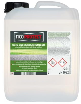 Grünbelagentferner für bis zu 1.000qm, Superkonzentrat, nur mit Wasser verdünnen, gegen Grünbelag auf Holz, Steinen, Kunststoffen, Textilien, für Haus, Garten und Caravaning