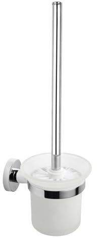 Toilettenbürste Ohne Bohren Wandmontage WC Bürste mit Halter Edelstahl und Glas Klobürstenhalter WC Garnitur für Bad und WC