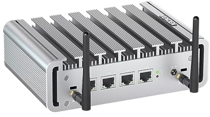 Firewall Mini PC N100 Fanless computer, Micro Firewall Appliance Router PC 2.5Gbe 4 LAN Port, i225 NICs, DDR5, HD, DP, Wifi, SIM-slot, NO RAM NO SSD, Small Server pc, WatchDog