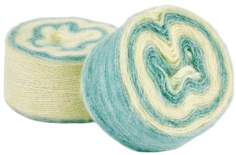 Beadthoven 2 Rollen x 100 g Segment gefärbtes Strickgarn 1 mm weiches dünnes Mohairgarn lange Wollgarne Handwerk Häkelgarne für Decke Kissen Stricken Schals Pullover Häkeln Handwerk, Medium Sea Green