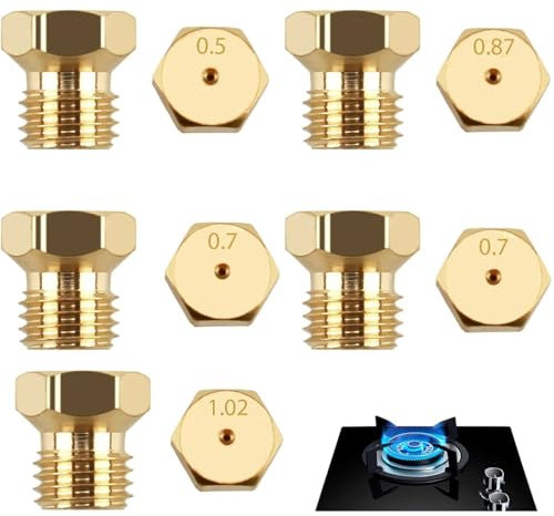 Gicleurs Gaz Butane Universel, Gicleur Butane pour Gazinière pour Plaque de Cuisson au Gaz Naturel GPL, Jets, Buses et Injecteurs, Gicleur de Propane (0,5/0,7 * 2/0,87/1,02 mm)