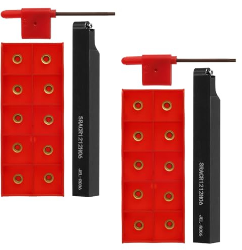 24ert Drehmeißel Set 12x12mm Bohrstange Drehwerkzeughalter Set mit Hartmetall-Wendeschneidplatten Drehbank Zubehör zum Drehen von Schälchen, Griffen, Korken, Kleinteilen