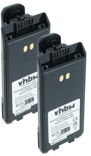 vhbw 2x Battery Replacement for Icom BP-279, BP-280, BP-280LI for Radio, Walkie-Talkie (1500 mAh, 7.4 V, Li-Ion) + Belt Clip