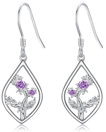 CUPENDA Schottische Distel Ohrringe 925er Sterlingsilber filigrane Blumen Ohrhänger Schottischer Weihnachts Schmuck für Damen