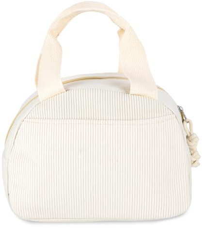 LUMIREX Lunchbag Kord, Lunchtasche Arbeit, Wasserdichte Lunchbox Beige, Kühltasche Damen, Thermal Bag, Frühstückstasche für Büro, Schule, Picknick, Wandern, 25×14×19cm