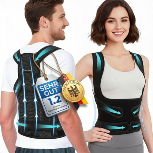 UniCom Corrector de postura para mujeres y hombres: cinturón de soporte lumbar, vendaje para hombros, soporte recto de espalda, espalda y espalda, correa para la espalda, correa para el hombro