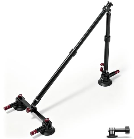 NEEWER Kit Montaje Coche con Triple Ventosa, Dos 24 Postes de Extensión de Aleación de Aluminio, NATO Rail, Adaptador para Action CAM Compatible con GoPro dji Insta 360, Carga Máxima 2,2lb, CA166