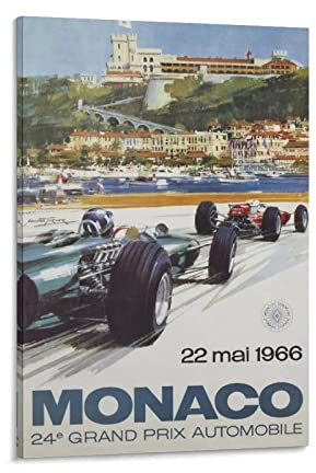 WQBYDS Foto Auf Leinwand 40 * 60cm Senza Cornice Monaco Grand Prix Poster Canvas Wall Art Room Pictures for Bedroom Gifts Decor