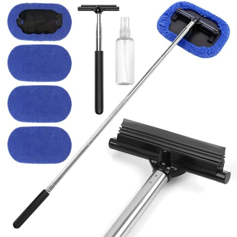 Kit Limpieza Coche Parabrisas Extensible 22-98.5cm Cabezal Giratorio 180°